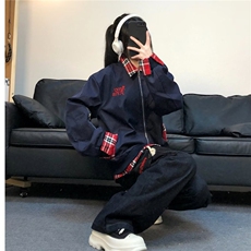 拉链款日常外穿宽松型美式复古假两件衬衫夹克310A-4-3623-P80，男装夹克，星座310A-4