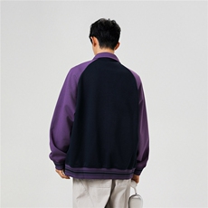 重磅420克boxy短款开衫翻领卫衣外套棒球服撞色外套男D9898-P68，女装短外套，星座610B-1