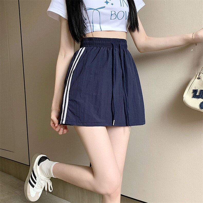 设计感小众工装半身裙女夏季松紧腰a字裤裙宽松显瘦休闲短裙,女装短裤/热裤,梦白服饰厂