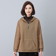 时尚拼接连帽加厚棉衣女冬季新款宽松显瘦保暖外套，女装棉衣/棉服，叶笙衣