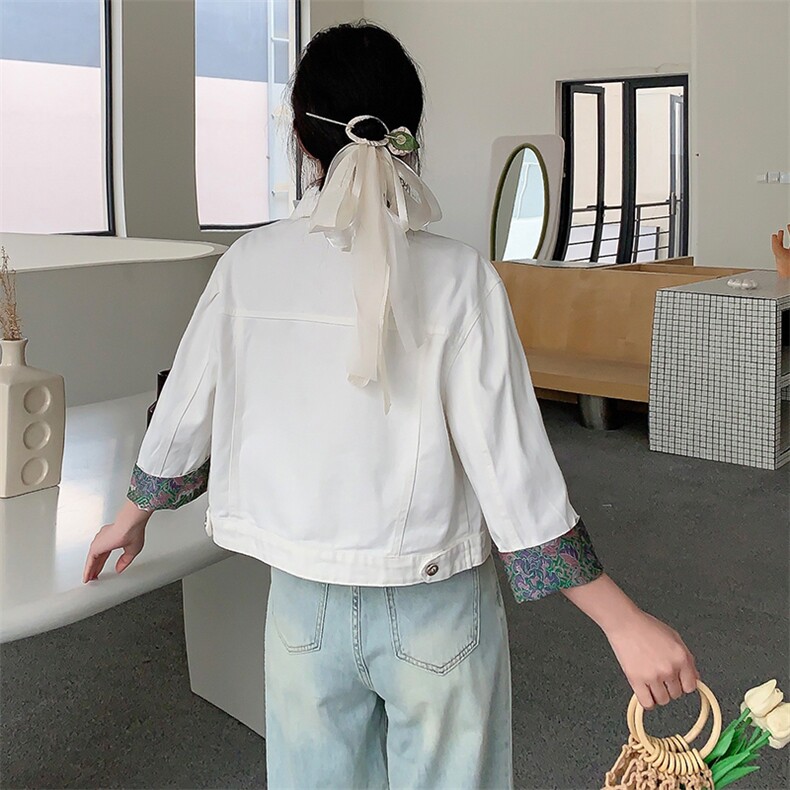 现货牛仔新中式风减龄网红B款宫廷/古典2024年春季，女装牛仔外套，美拉德工厂直营店