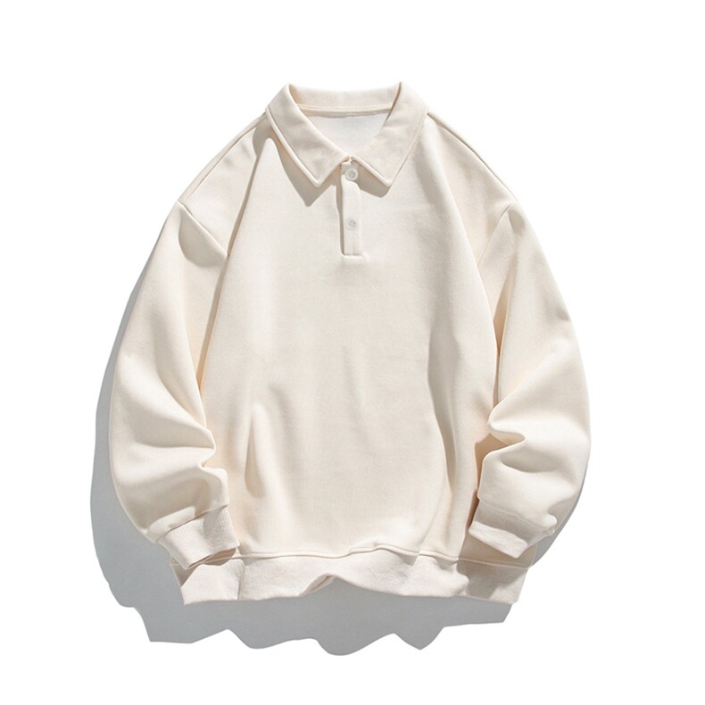 抖音得物高品质二开230克精梳珠地光版纯色宽松长袖T恤翻领POLO衫，男装T恤，电商A486