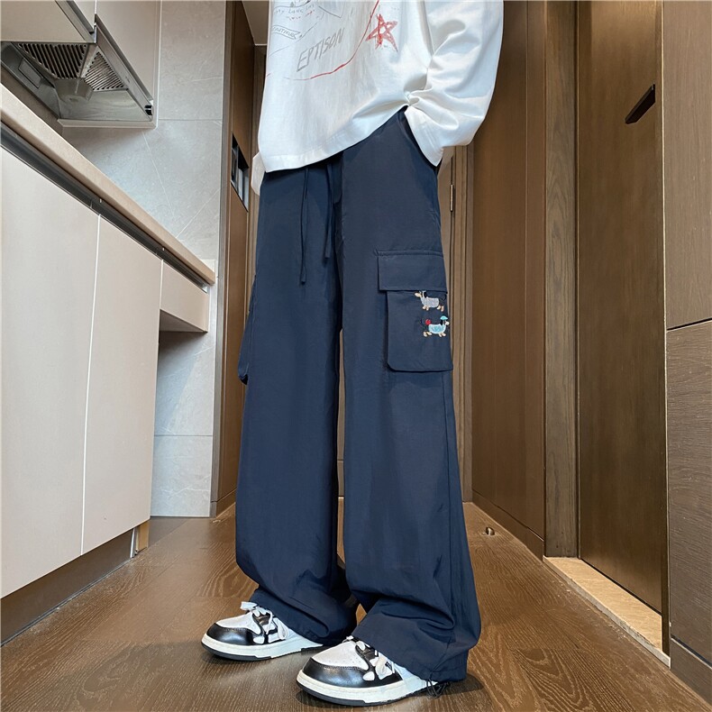 抖音品质腊肠狗刺绣口袋设计感休闲工装裤B315-K25309-特p35控68,男装休闲裤,电商B315