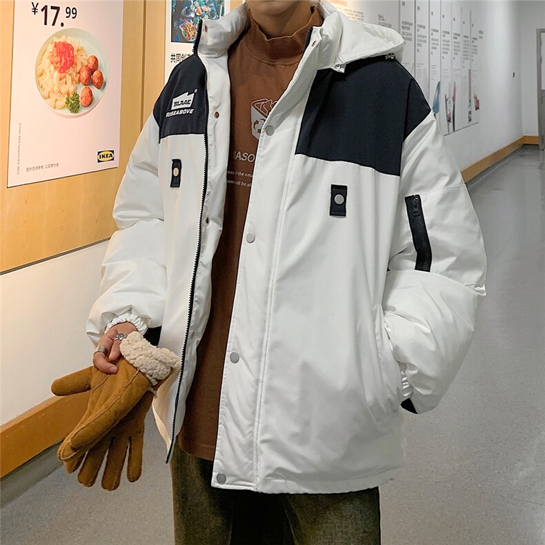 EQ333可脱卸帽子撞色工装棉衣外套男2024新款冬季冲锋衣棉服,男装棉衣,电商C306-1