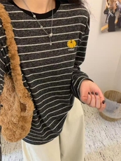 2025年秋季休闲风时尚百搭通勤简约休闲长袖T恤，女装T恤，湘姗