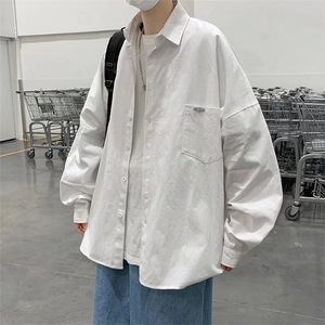 复古衬衫男港风日系宽松春季新款长袖衬衣纯棉面料CT67P38图片