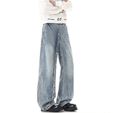 春节新款排扣设计宽松牛仔裤xz906-1-K1305特价P55控108，男装牛仔裤，星座906-1（原电商a316-2）