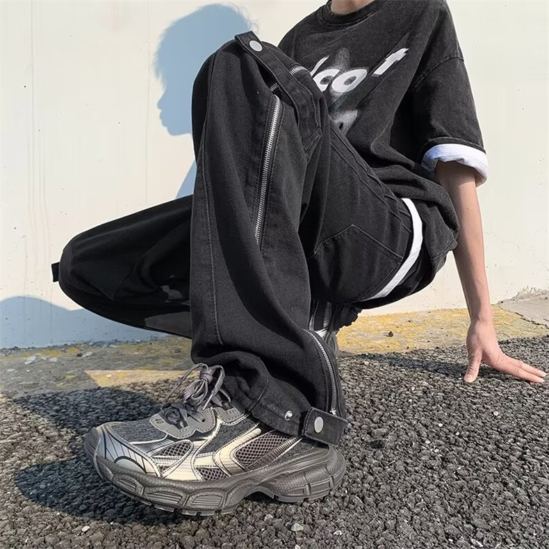 牛仔裤男夏季宽松潮流高街重磅阔腿裤WH30P48,男装牛仔裤,星座1116-2