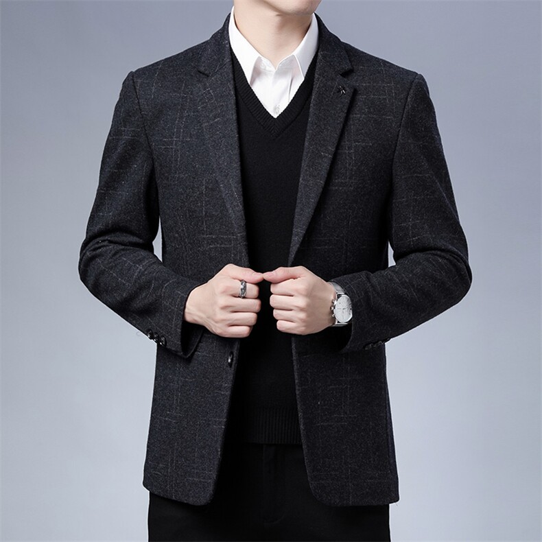 男式装2023春秋季新款商务时尚休闲百搭西装中年纯色薄款西服外套，男装西服，电商B212（原钱塘6029）