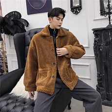 冬季青年冰岛绒加厚翻领毛毛外套上衣1017-P140，女装短外套，电商A345