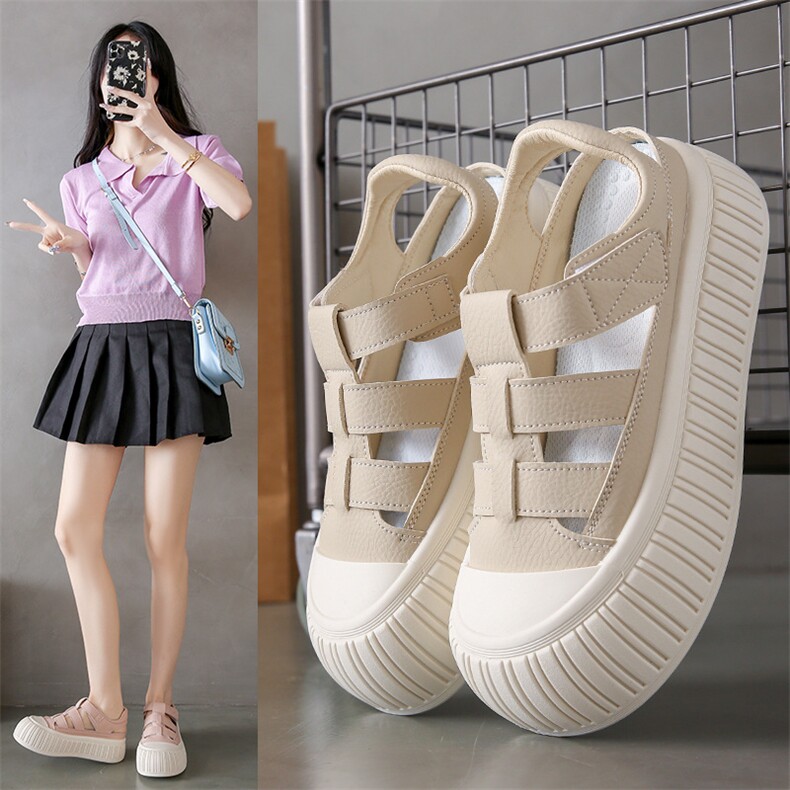 2024夏季新款ins韩版镂空小白鞋女学生厚底百搭休闲透气板鞋，女鞋凉鞋，星座1407-3