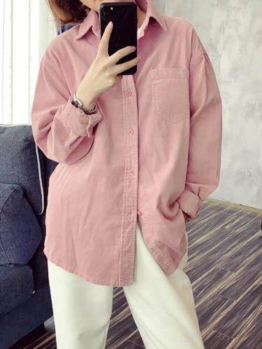 灯芯绒衬衣韩版，女装，简单小珍
