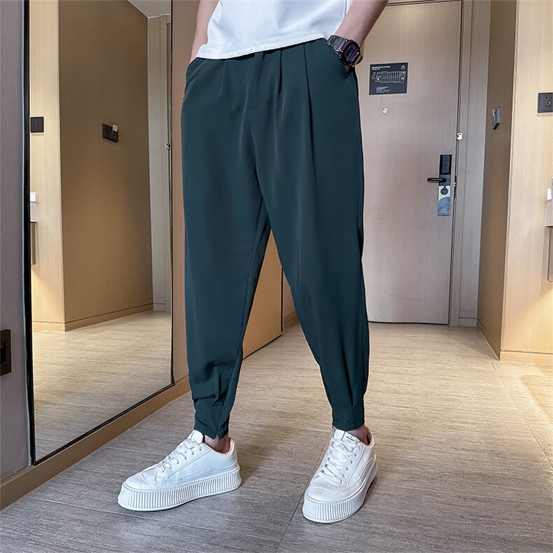 春夏季休闲裤小脚滑爽冰丝裤抖音拉链小西裤A210-K2195-P50,男装西裤,星座210-3