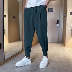春夏季休闲裤小脚滑爽冰丝裤抖音拉链小西裤A210-K2195-P50，男装西裤，星座210-3