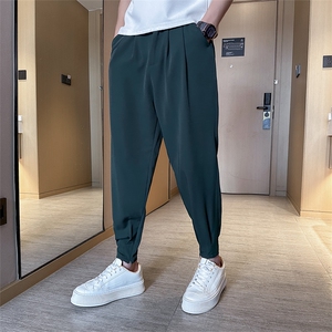 春夏季休闲裤小脚滑爽冰丝裤抖音拉链小西裤A210-K2195-P50图片
