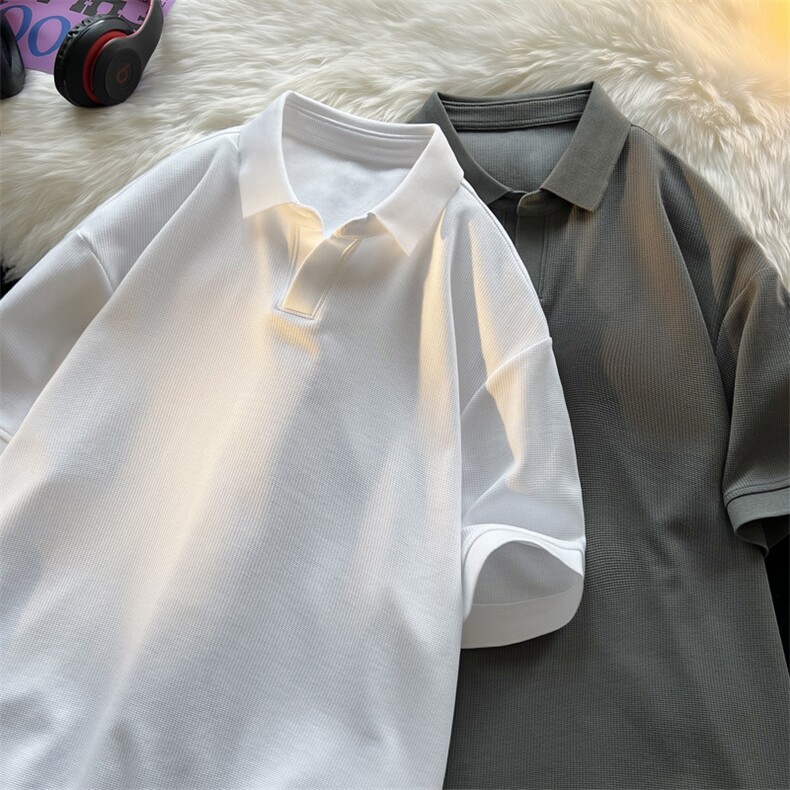 高品质夏款男冰丝POLO衫纯色宽松五分袖T恤衫T133 P35图片