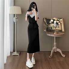 韩版休闲时尚运动套装女夏款蕾丝吊带拼接上衣开叉半身长裙两件套，女装套装/套裙，江南