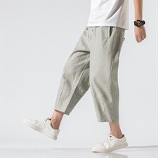 风日系夏哈伦裤灯笼裤休闲裤阔腿裤运动大码棉麻裤男 922 P45图片