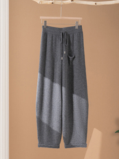 2025年秋季新款百搭女士系绳长袖宽松直筒裤，女装休闲裤，澳冬特羊绒