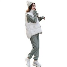 2020冬装新款棉服女短款韩版三件套马甲套装女，女装棉衣/棉服，瑶迪依秀