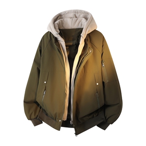 !潮流冬季连帽拉链加绒加厚棉衣情侣撞色棉服外套 MY5567-P78图片