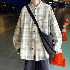 春秋港风复古休闲衬衣潮牌ins宽松格子衬衫男长袖外套W5747-P35，男装夹克，星座512-2
