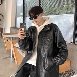 港风鳄鱼纹前胸钢印印花袖中钢印印花设计夹克男JK77749P95控128图片
