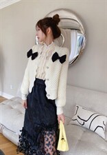 珍珠蝴蝶结毛衣开衫，女装针织衫/毛衣，ceelphy