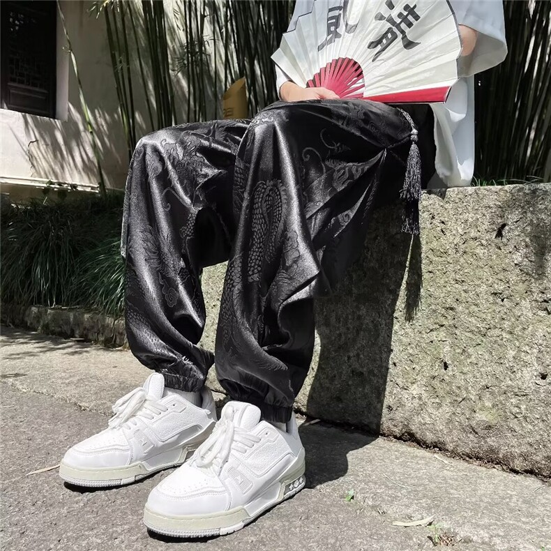 新中式休闲裤男士韩版潮流提花夏季帅气2024新款ins长裤K5296-P39,男装休闲裤,星座412-3
