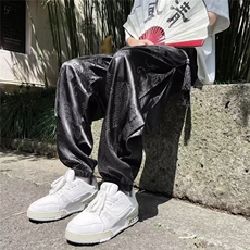 新中式休闲裤男士韩版潮流提花夏季帅气2024新款ins长裤K5296-P39，男装休闲裤，星座412-3