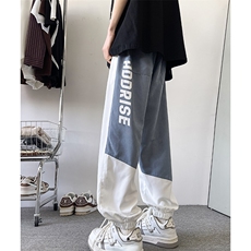 8XL-M束脚运动裤男士宽松百搭潮拼接休闲卫裤加肥加大码K969p35，男装休闲裤，电商D206-1