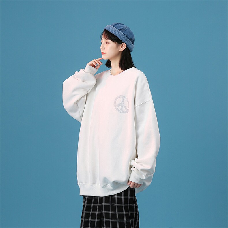 秋季新款潮牌反战标志印花中性风卫衣男女情侣外套WY601P43控58,女装短外套,星座517A-1