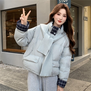 现货新款独特超好看短款羽绒服女款冬季立领面包服小个子羽绒外套图片