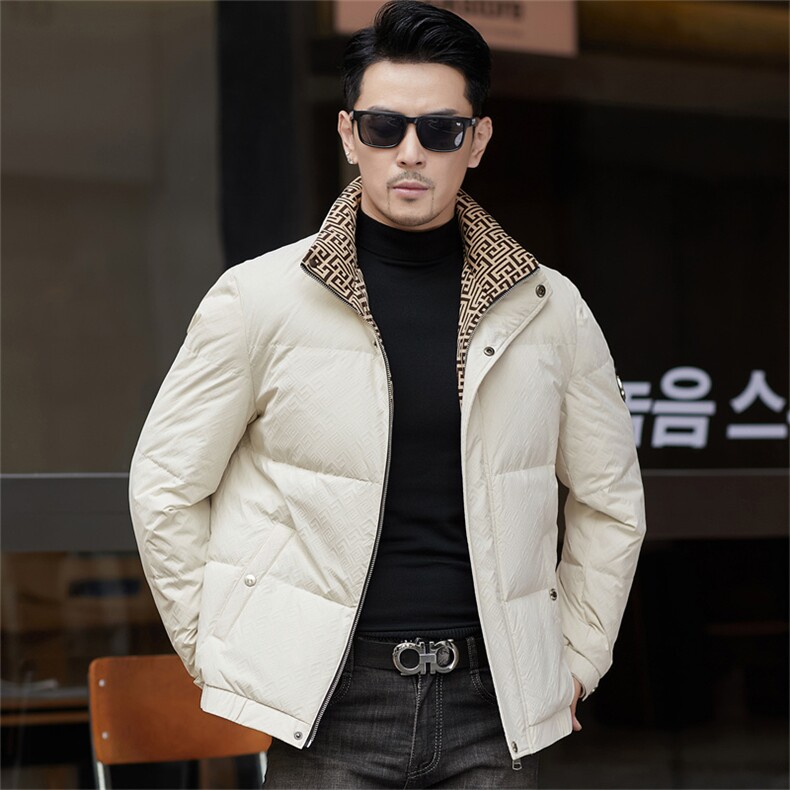 冬季白鸭绒加厚羽绒服短款青年休闲立领保暖防寒潮服外套男装,男装羽绒服,钱塘6003（原4033）