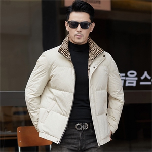 冬季白鸭绒加厚羽绒服短款青年休闲立领保暖防寒潮服外套男装