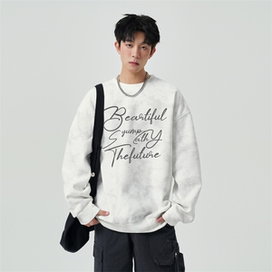 W6203 P45 控68 脏脏扎染圆领宽松卫衣图片