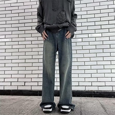 美式复古高街慵懒宽松阔腿牛仔裤女秋冬直筒拖地裤子RK1135-P45，男装牛仔裤，星座412