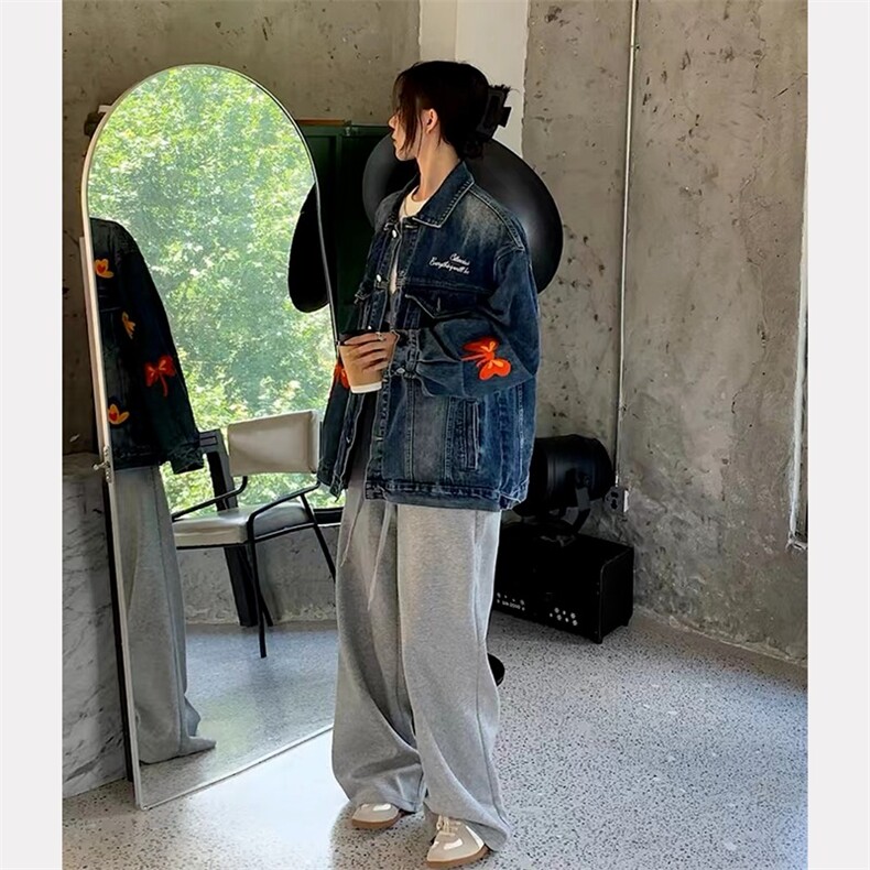 高街刺绣蝴蝶男女情侣装牛仔夹克休闲百搭潮牌外套AJ62-P65,男装夹克,星座208-5