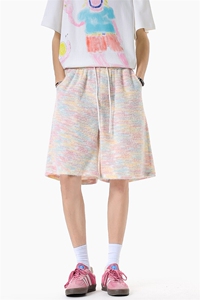现货2025夏季扎染马海毛彩虹五分裤短裤XZ806-DK05008特P25控49图片