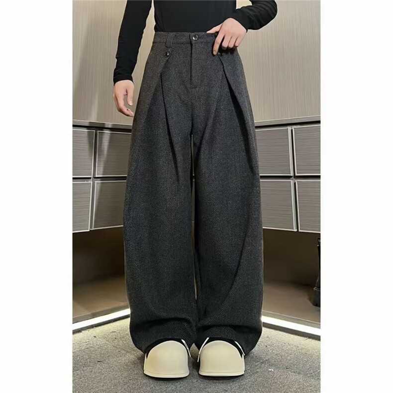 网图老钱风高品质重磅毛呢花色立体褶皱弯刀裤MN83P68,男装休闲裤,星座512-1（原513-3）