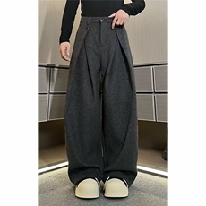网图老钱风高品质重磅毛呢花色立体褶皱弯刀裤MN83P68，男装休闲裤，星座512-1（原513-3）