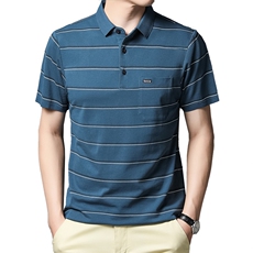 百搭时尚polo男士短袖上衣条纹夏季宽松中年潮流T恤HM22612-P70，男装Polo衫，星座1105-3
