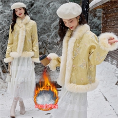 【年货bao款主推】2025冬装新款重工刺绣新中式狐狸毛羽绒服90绒，女装羽绒服，雅静靓衣