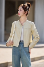 【春季女装新款】时尚短款显瘦皮衣外套P115-180，女装皮衣，简古