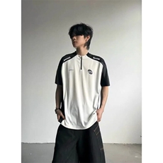 半拉链美式球衣短袖拼接凉感速干t恤户外健身运动网球服DX103P40，男装T恤，星座908