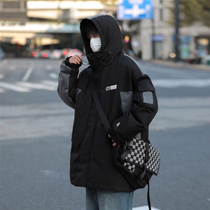冬季宽松工装连帽棉服男美式复古潮牌拼色机能冲锋衣 W8037-P98图片