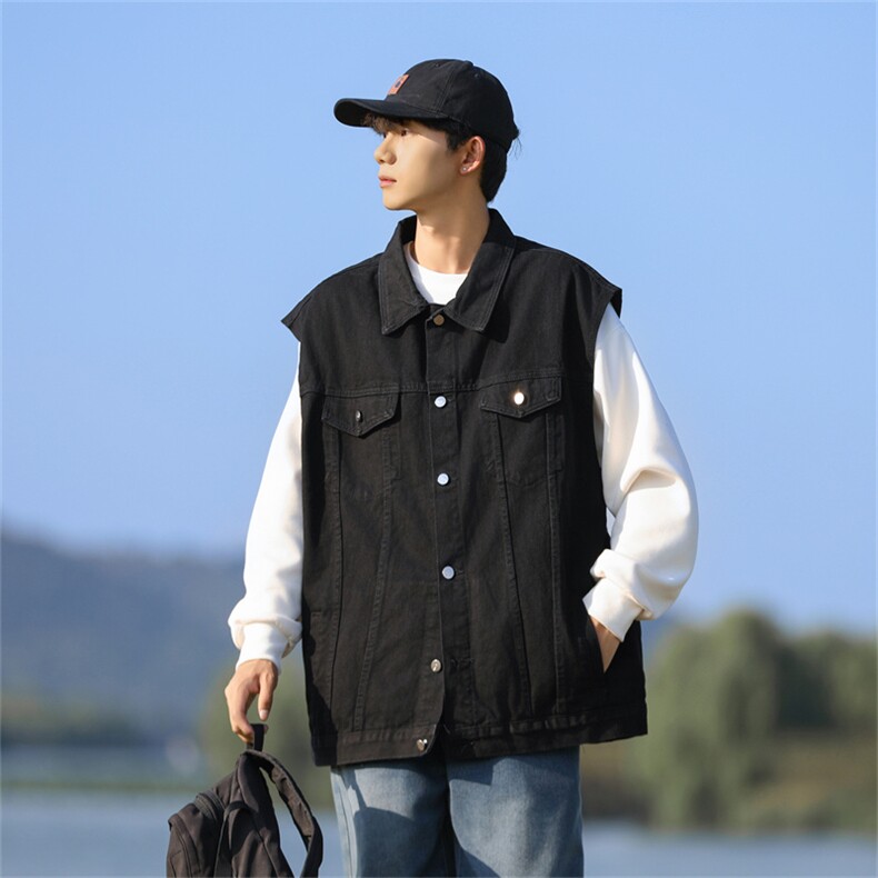 牛仔马甲男2024年秋季新款宽松无袖坎肩夹克工装外套MJ111-P50,男装夹克,星座1103-3