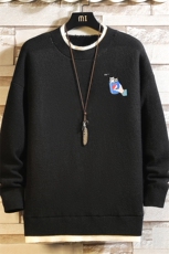 控78假两件毛衣男大码加绒针织衫男毛线衣M80262-P55加绒P70，男装针织衫/毛衣，电商A040A