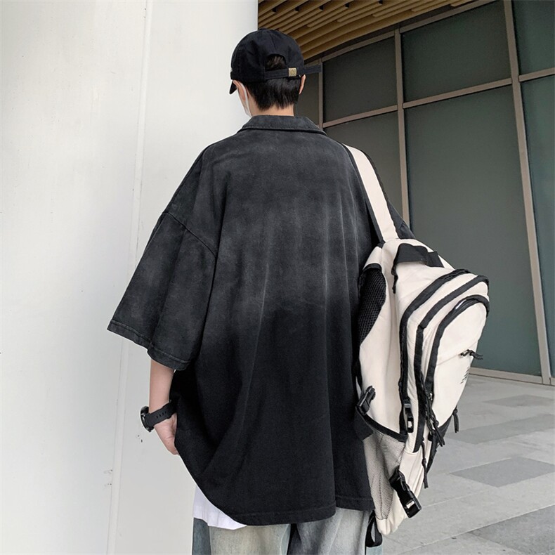 T107-P40美式宽松型水洗做旧渐变polo短袖,男装T恤,星座1501-1