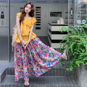 蕾丝露肩上衣碎花半身裙套装2C158-8693-P145-K208图片